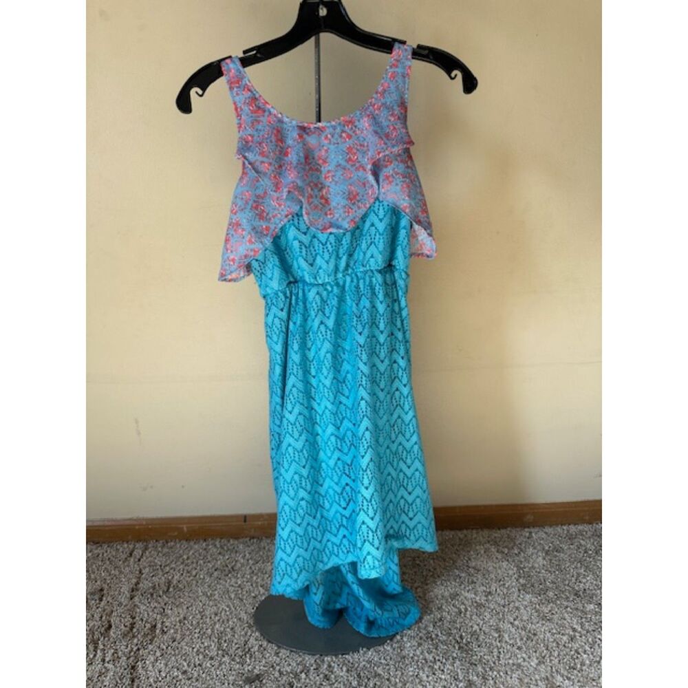Blue with Floral Ruffle Dress 8429 Size 12 girls